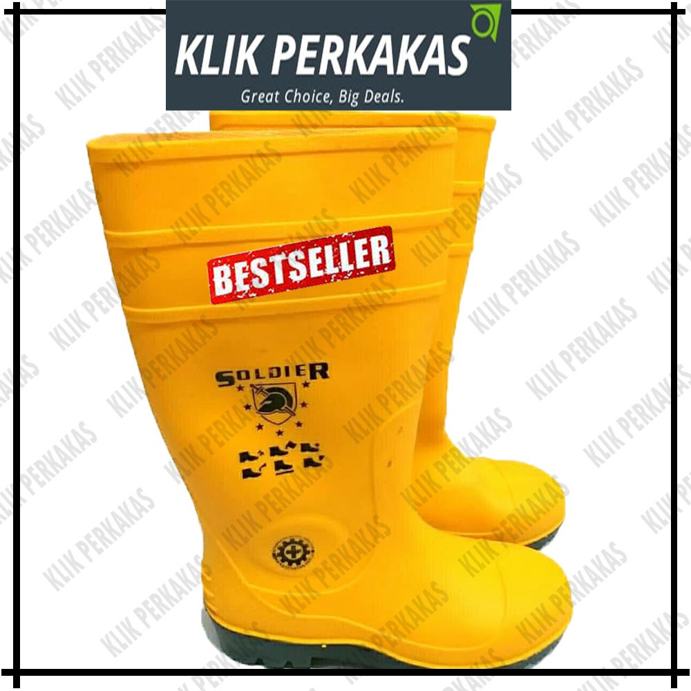 Sepatu Boot Kuning PVC Safety Rain Boots Yellow SOLDIER