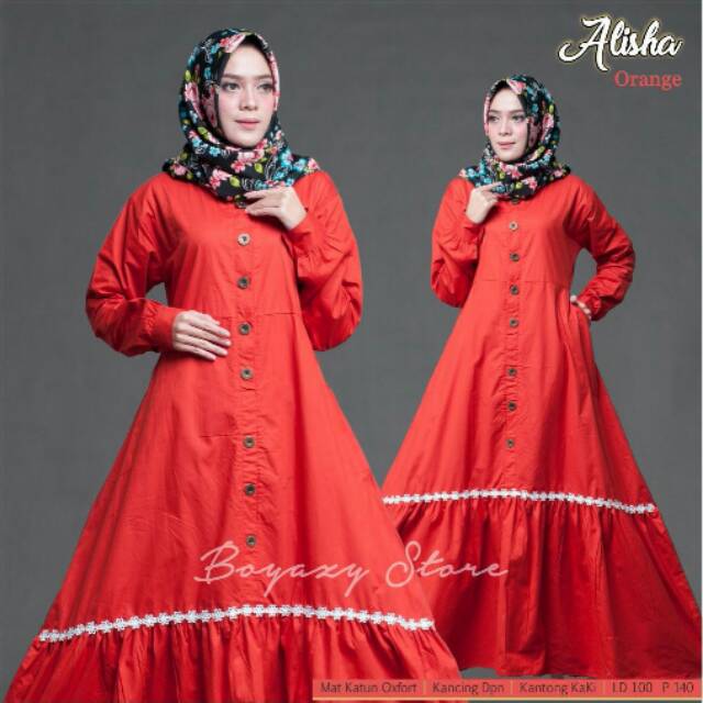 Gamis alisha / gamis katun /baju gamis katun