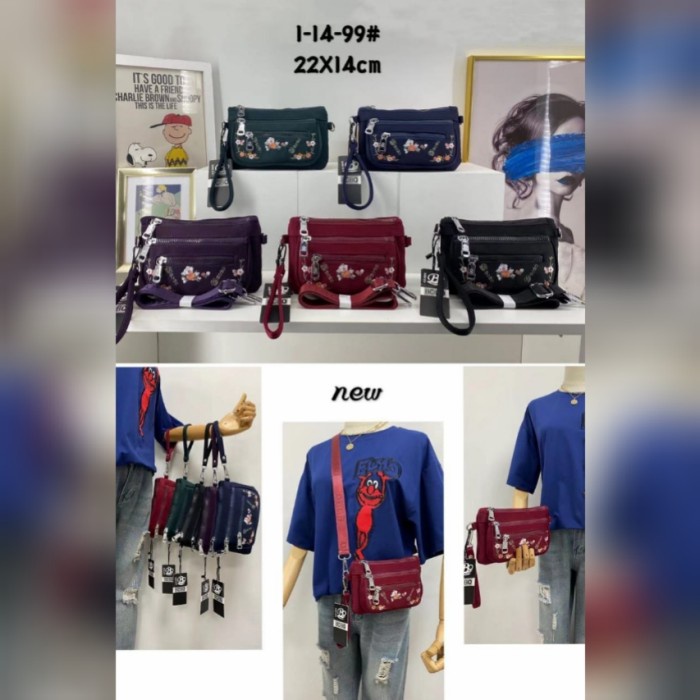 PROMO POUCH/TAS SELEMPANG WANITA BOBO BORDIR BUNGA 3SLETING 2TALI