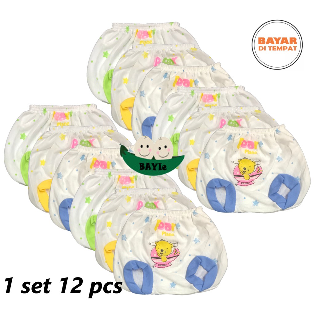 Bayie - 12 Pcs Celana Kacamata/pop/kodok Bayi/Anak PUTIH KENDY umur 0-12 bulan