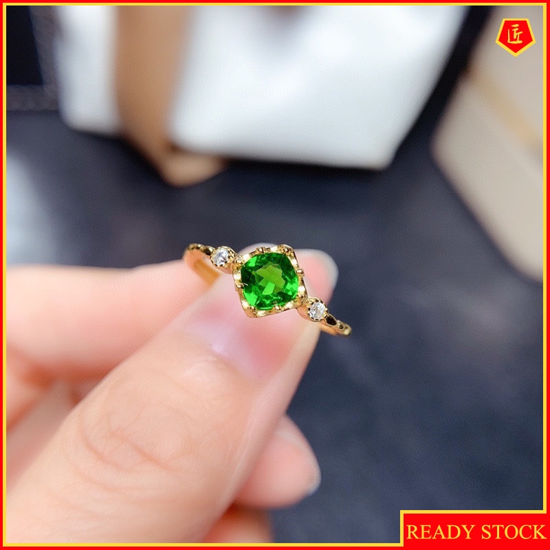 [Ready Stock]Elegant Personality 18K Gold Natural Diopside Ring