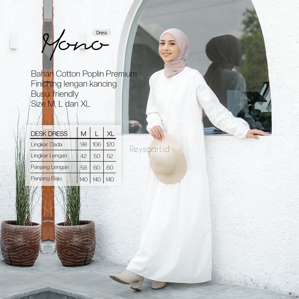 Mono Dress By Reyscarf.id Bahan Katun Poplin Premium - Dress Dewasa Elegant Adem Nyaman Dipakai - Bisa COD-PART2