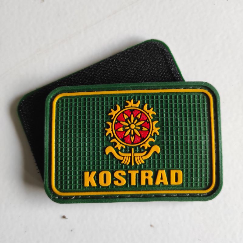 PATCH RUBBER LOGO KOSTRAD DASAR HIJAU/TEMPELAN EMBLEM KARET VELCRO