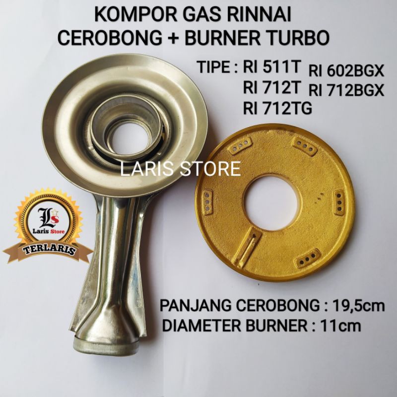 Cerobong Burner 1set Kompor Gas Rinnai Turbo RI 511T 712T 712TG 602BGX 712BGX