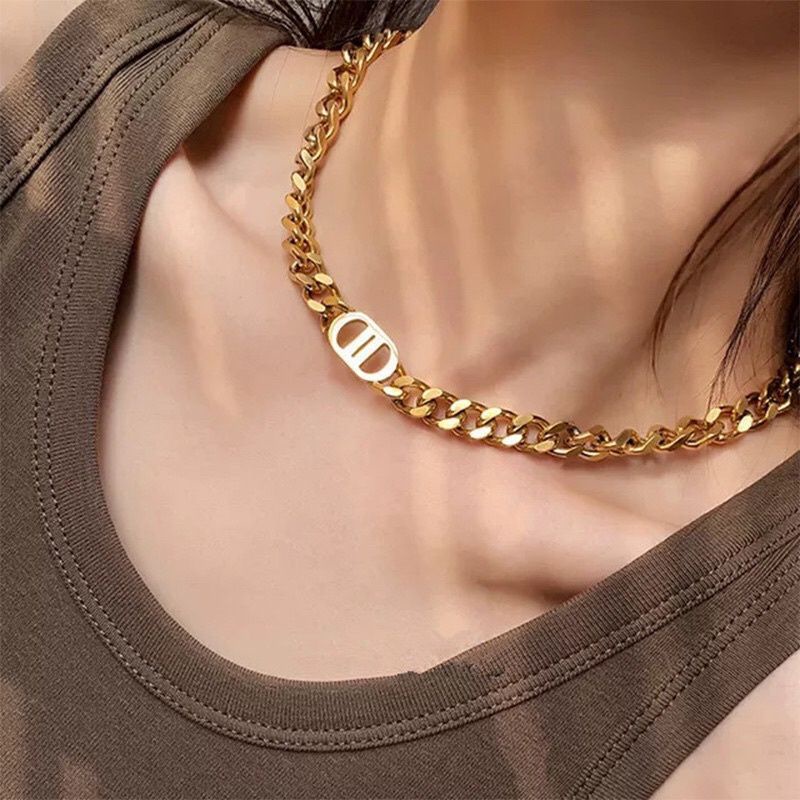 kalung titanium trending model DD lapis emas 24k sisik naga vintage fashion style korean