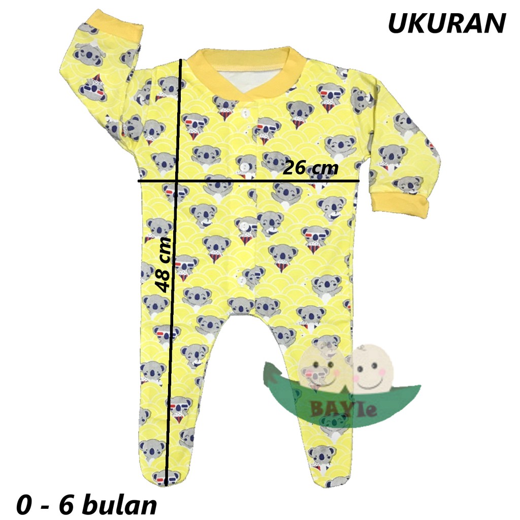 BAYIe - Baju Bayi Jumper/Jumsuit/Sleepsuit TUTUP motif RANDOM RYN usia 0 - 6 bulan Bahan Katun DK