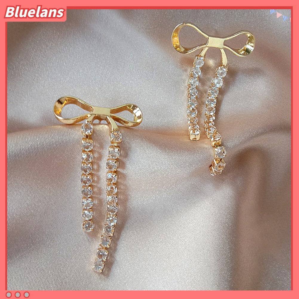 Anting Rumbai Panjang Bentuk Pita Bahan Alloy Untuk Wanita