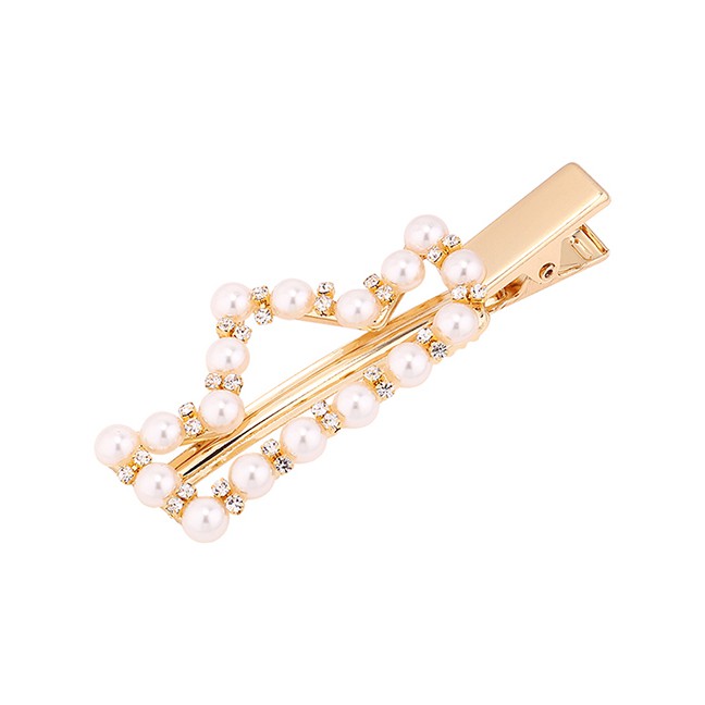 LRC Jepit Rambut Fashion Gold Pearl Hair Clip Y6145X