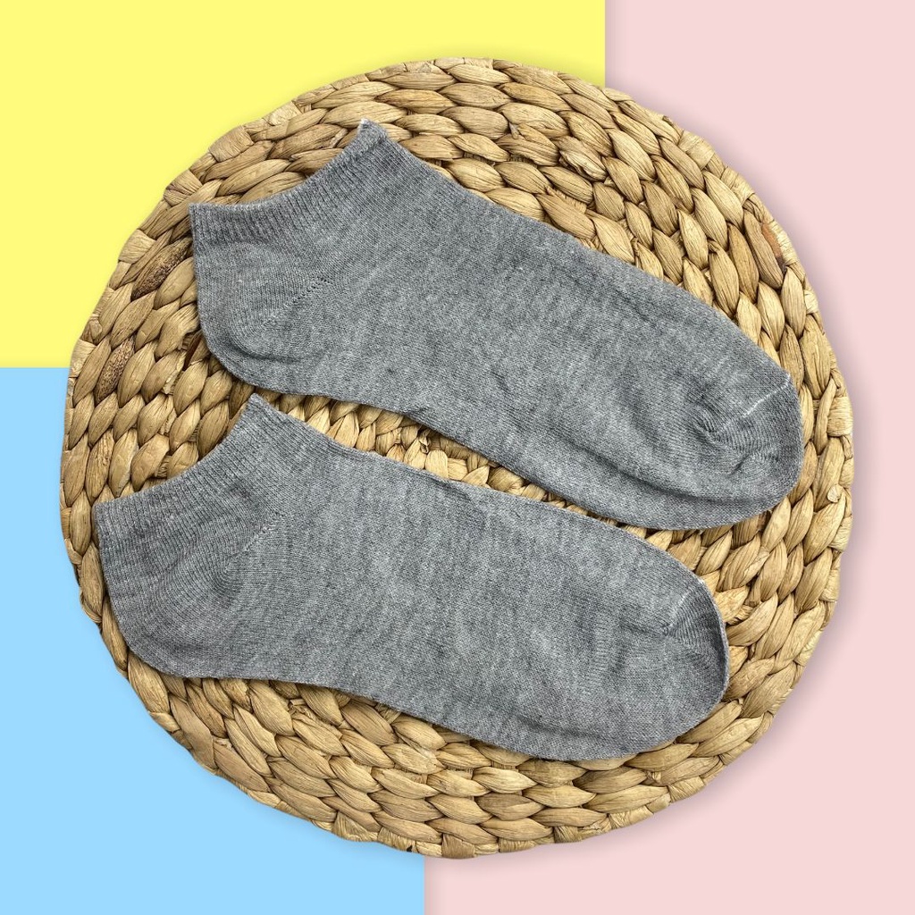 HC Kaos Kaki Wanita Polos Kaos Kaki Pendek Semata Kaki Ankle Bahan Spandex Lembut Cute Short-HC785 ABU