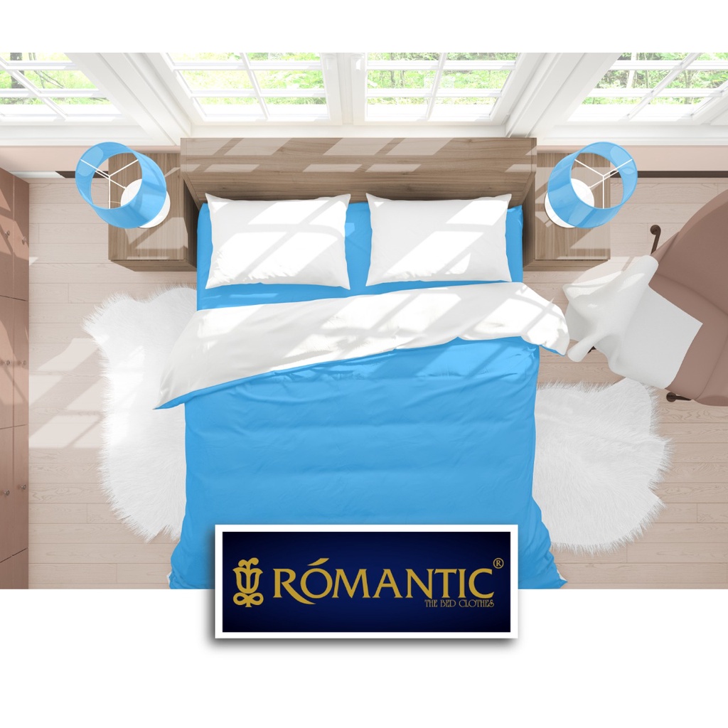 Two Tone Bedcover ROMANTIC Blue x White aesthetic Bandung