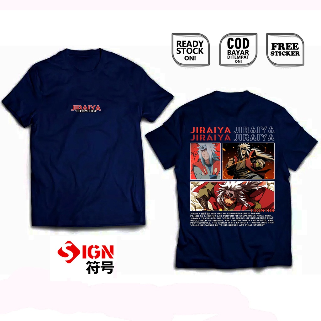 KAOS JIRAIYA NARUTO UZUMAKI KONOHA ANIME MANGA WIBU OTAKU OROCHIMARU MINATO KAKASHI BAJU JEPANG SIGN