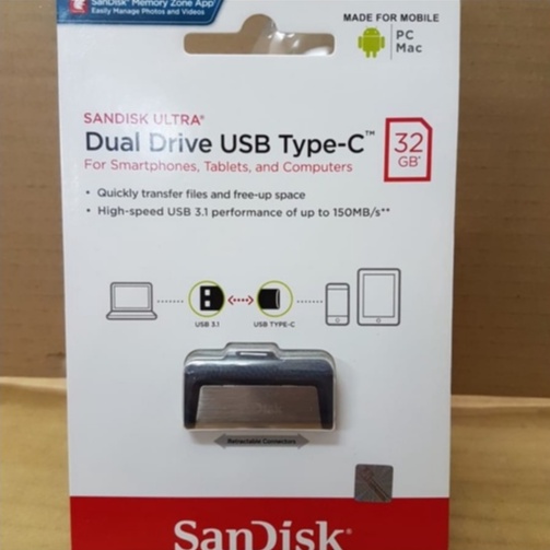 SanDisk ULT Flashdisk OTG Ultra Dual Drive USB Type-C - 32GB ORIGINAL Tipe C