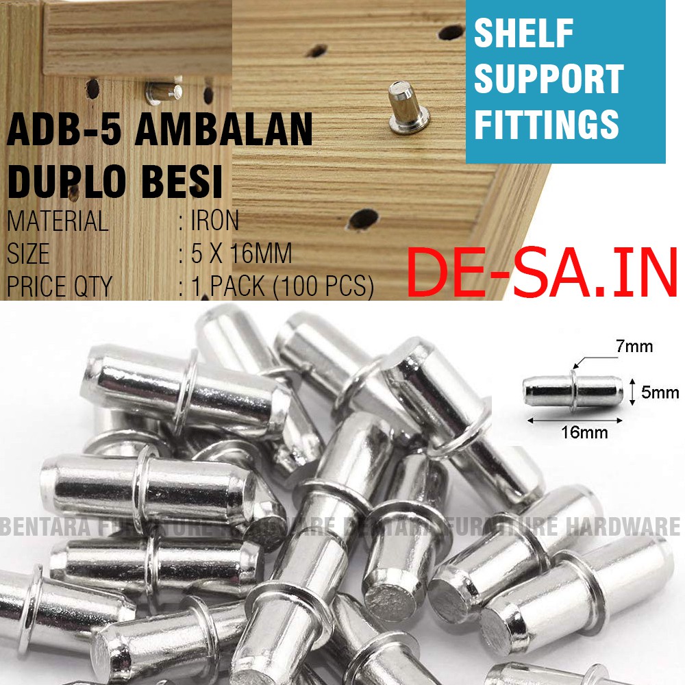 100 x Duplo Besi 5MM  - Pen Kapsul Untuk Ambalan Shelf Support Fitting