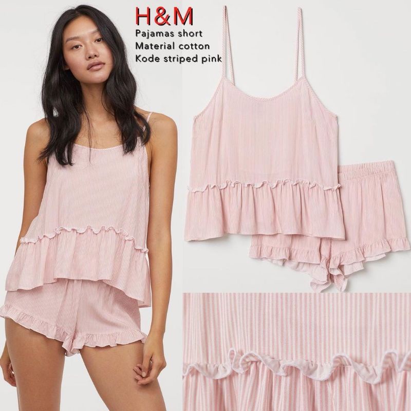 HM Cami & Short Pajamas Set/Baju tidur wanita/Baju tidur sexy/SISA ekspor