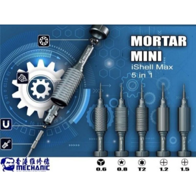 OBENG SET MEXHANIC MORTAR MINI ISHELL MAX 5 IN 1 ORIGINAL