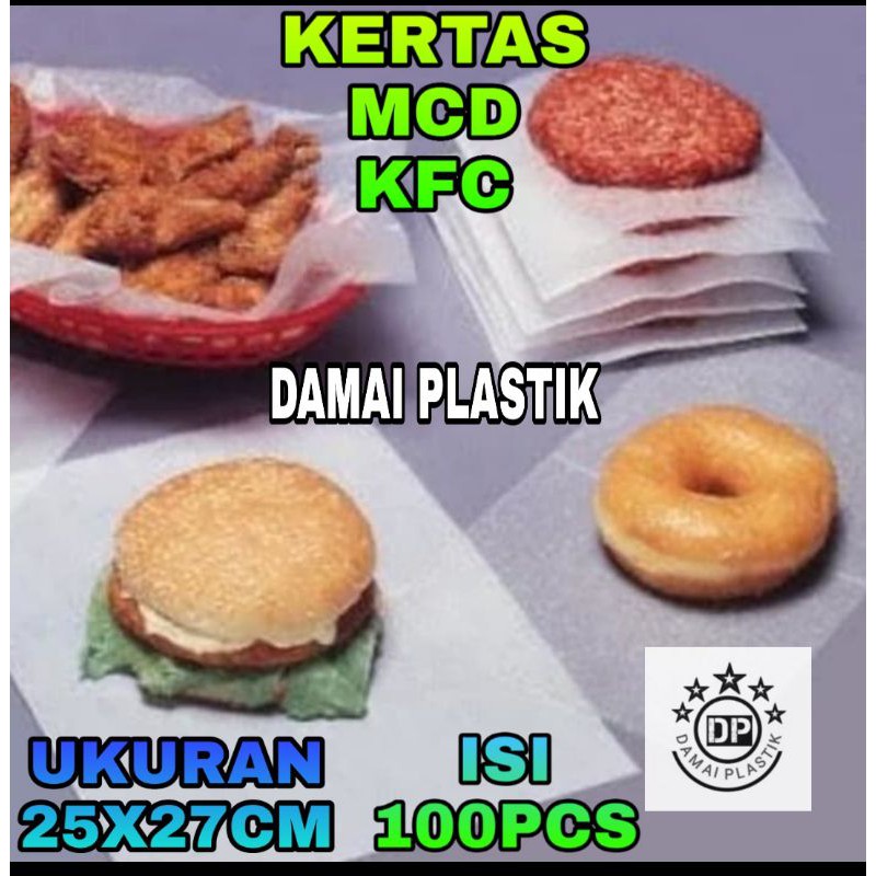 Kertas Nasi KFC Kertas MCD Kertas Burger Kebab Kertas Bungkus Nasi Kertas minyak