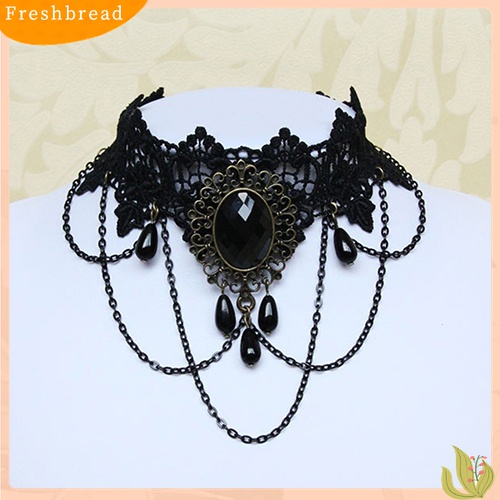 [TERLARIS]Women Retro Gothic Black Chokers Lace Hollow Chain Collar Fashion Necklace