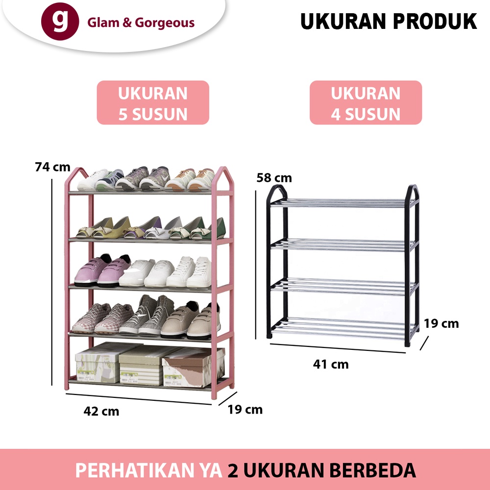 Rak Sepatu Portable Susun Rangka Besi RS005 Murah Kuat Praktis