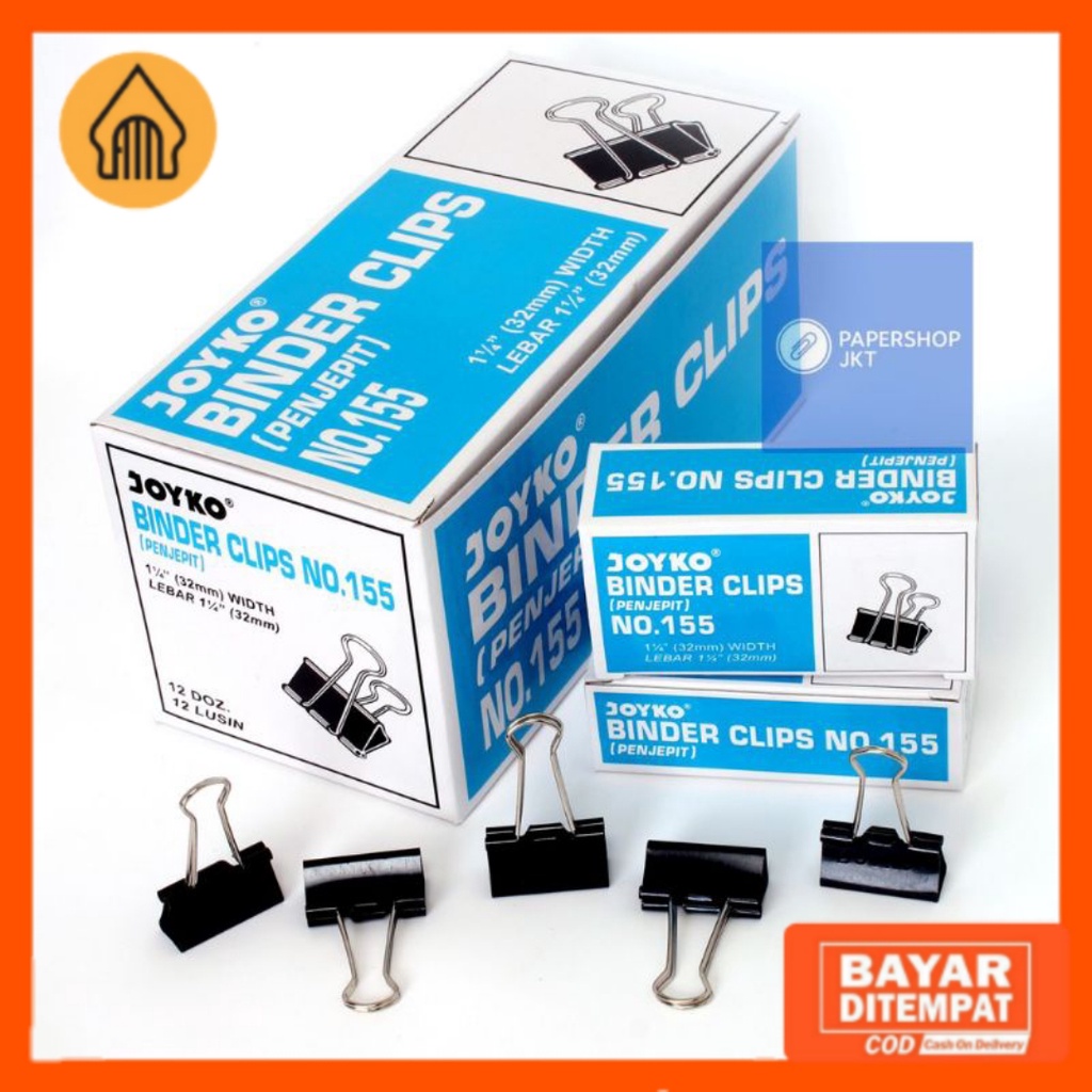 

Binder Clip Penjepit Kertas Joyko no. 155 ukuran 32mm