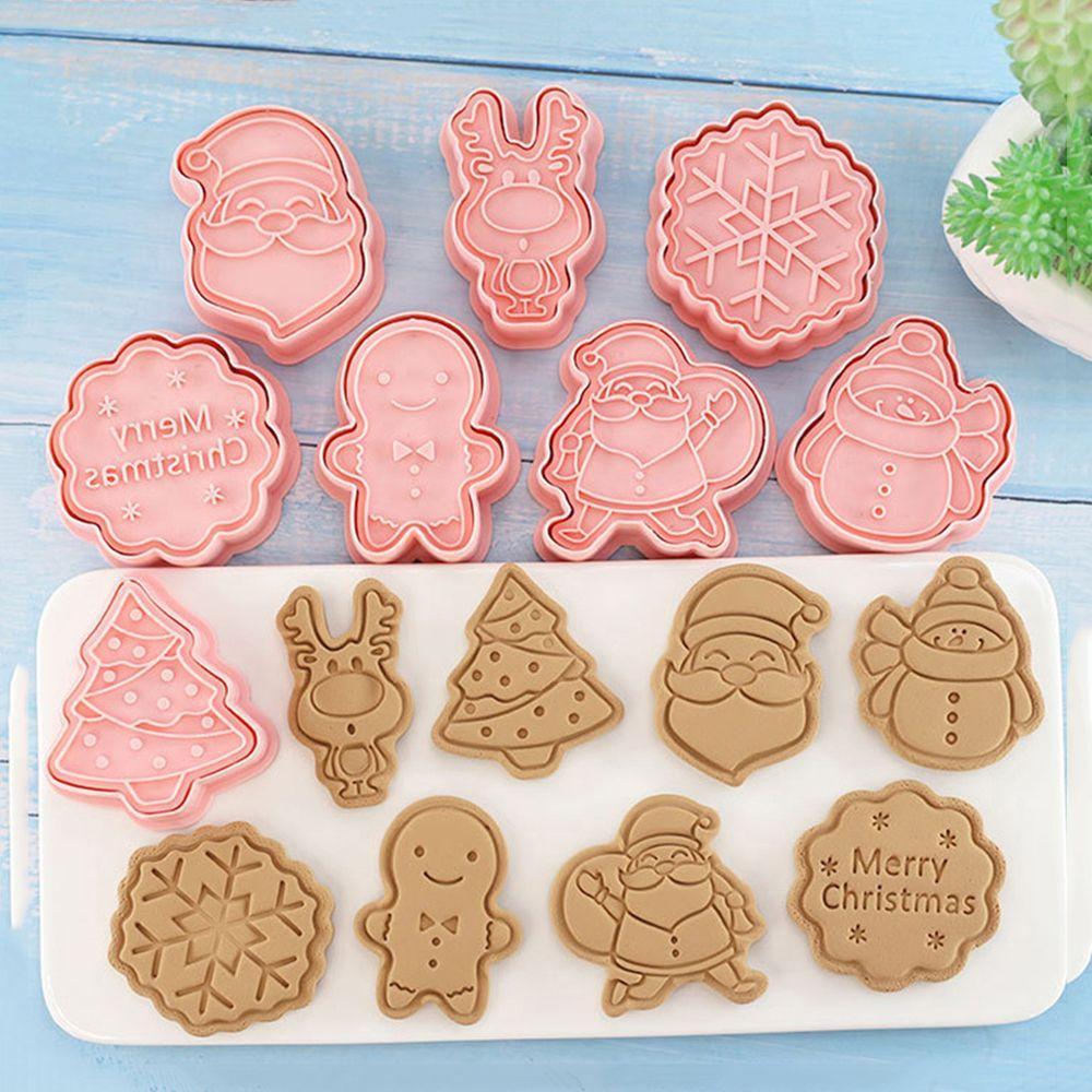 Solighter Cookie Cutters Decor Kits 3D Bakeware Cookie Stamp Kartun Pressable Baking Tools