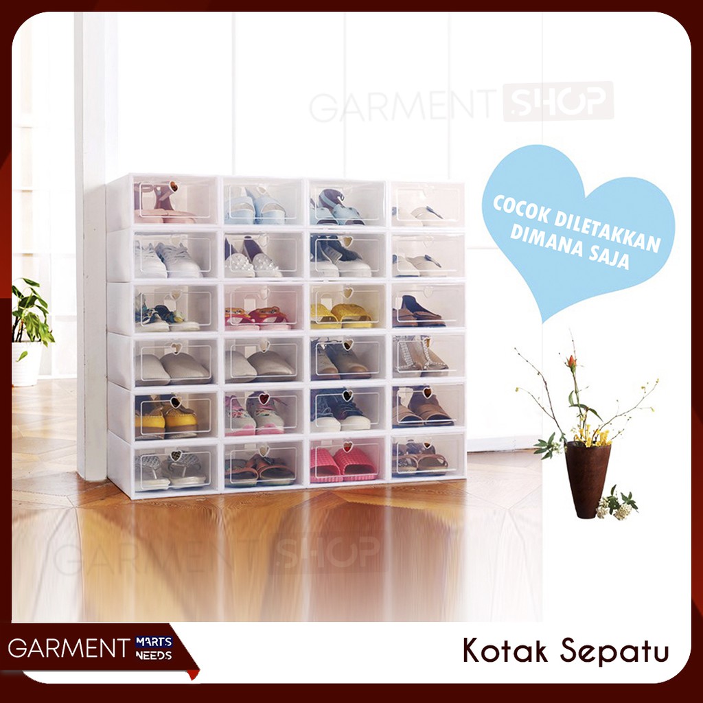 Kotak Sepatu Lipat Penyimpanan Sepatu Sandal Flip Shoe Storage Plastik