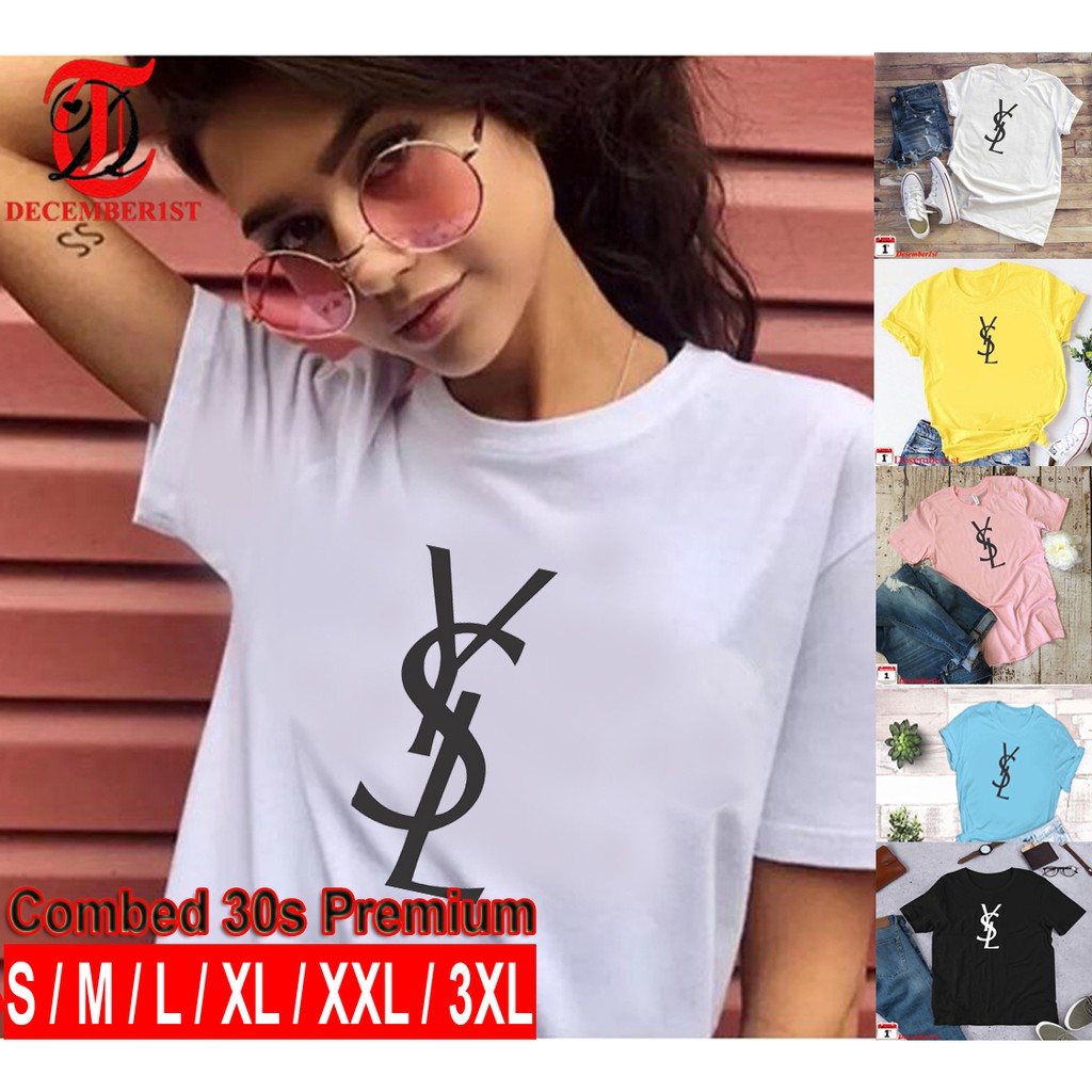 Kaos Branded Logo YSL Casual - Baju Pakaian Atasan Pria Dan Wanita Unisex