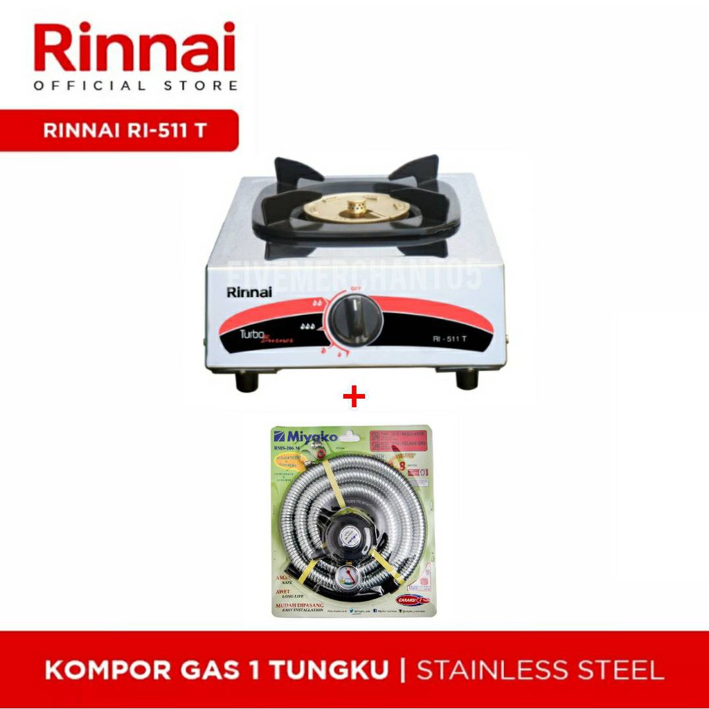 Kompor Gas Rinnai RI 511 T Api Turbo Kompor Stainless Rinnai 511 T Kompor Rinnai Api Lilin