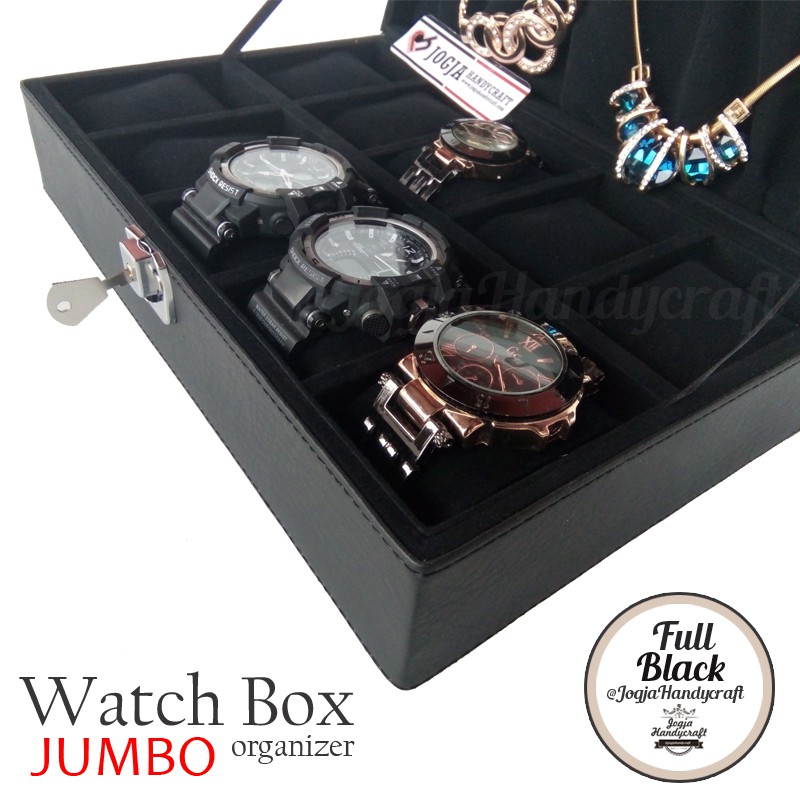 Exclusive Watch Box With Lock | Kotak Tempat Jam Tangan Full Black