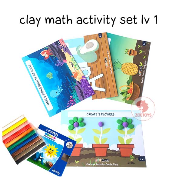 Zoetoys Clay Mat Activity Kit Set | Lyra 10 Colours Lilin Cetak Tanah Liat DAS Modelling Soft Clay | Activity Card Kartu Aktivitas Mainan Edukasi Anak