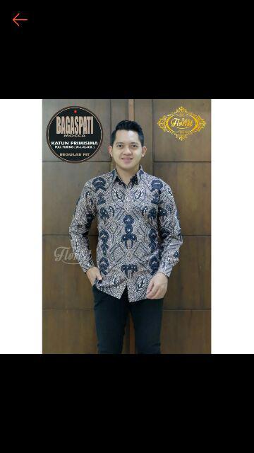 Atasan Batik Pria Lengan Panjang Bagaspati Mocca By Batik Florist
