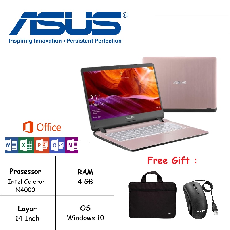 LAPTOP ASUS A407 INTEL-N4000 RAM 4GB SSD 256GB