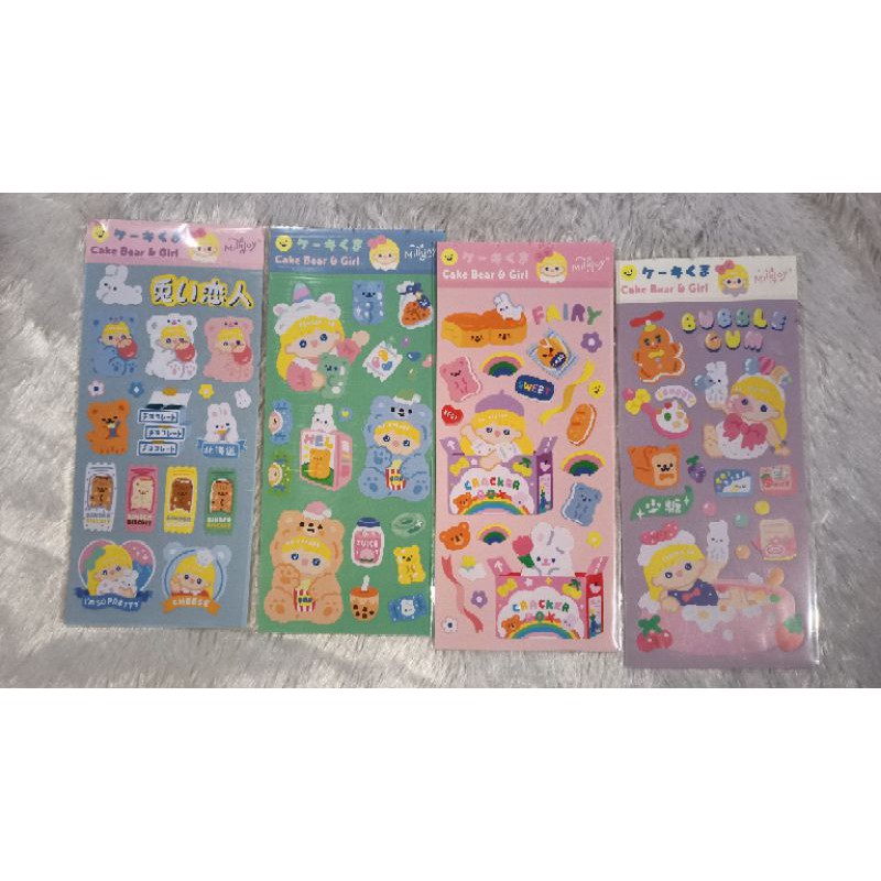 

sticker sheet cake bear and girl series