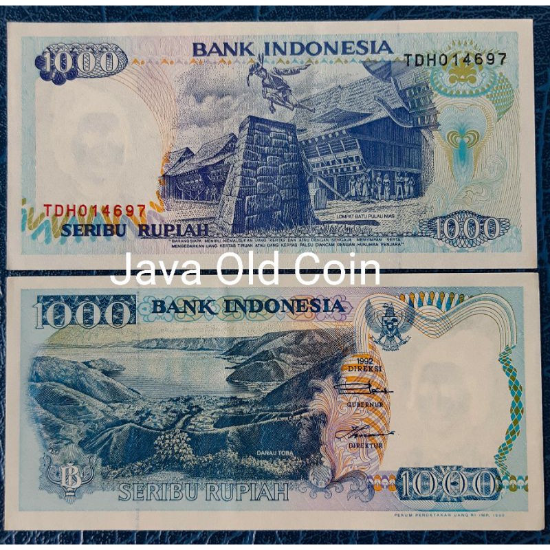5 lembar uang lama 1000 rp 1992 baru gress
