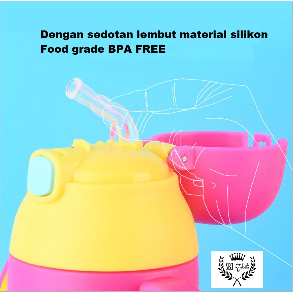 BOTOL MINUM ANAK ORIGINAL KARAKTER KARTUN TRITAN BPA FREE 350 ml - Dengan Sedotan