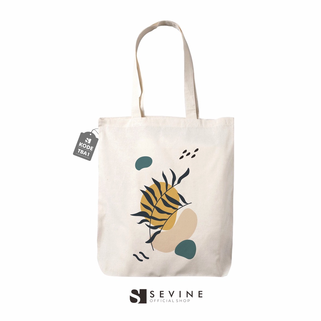 Sevine Tote Bag Resleting Drill Totebag Tas Laptop Wanita Tropical Abstrak  Custom - TBA