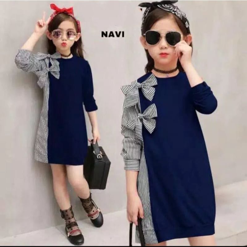 INV - DRESS KIDS CM SALUR RIBBON / BLACK / NAVY / TERBARU