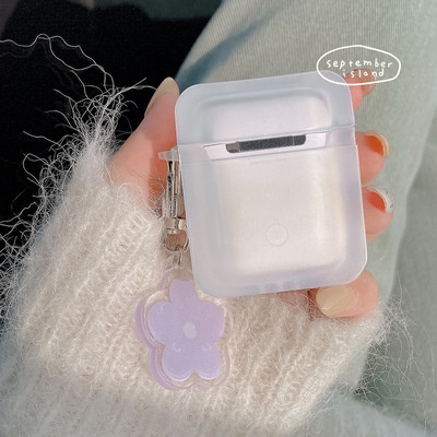 Soft Case Silikon Motif Bunga Semi Transparan Dengan Liontin Untuk Airpods 1 2 3 Pro 3 Bluetooth Earphone