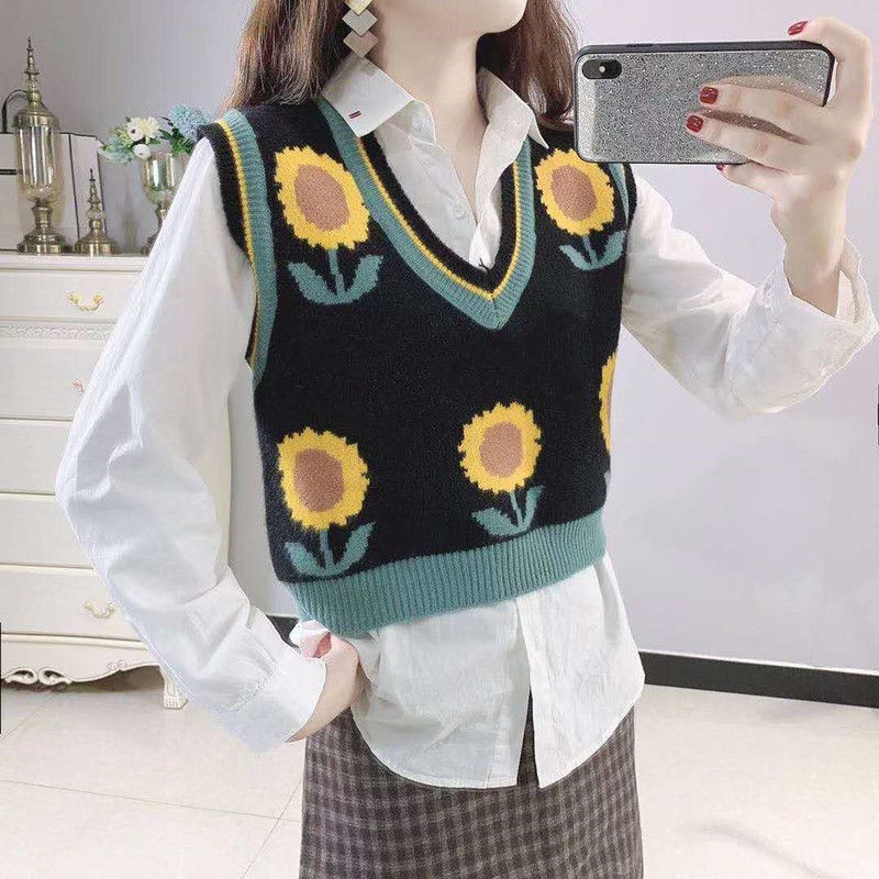 New impor semua-cocok retro V-neck Korea mahasiswa longgar rompi rompi