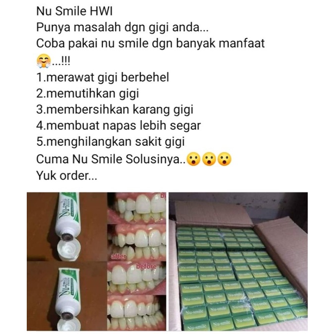 

Nu smile Pasta gigi/odol herbal HWI original/asli