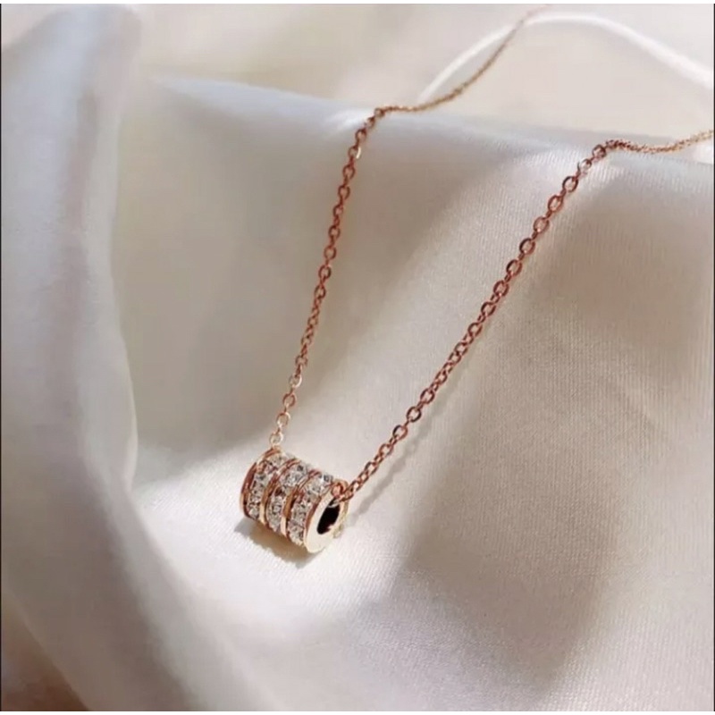 KALUNG WANITA ASLI TITANIUM / PERHIASAN WANITA ASLI TITANIUM LIONTIN TABUNG PERMATA