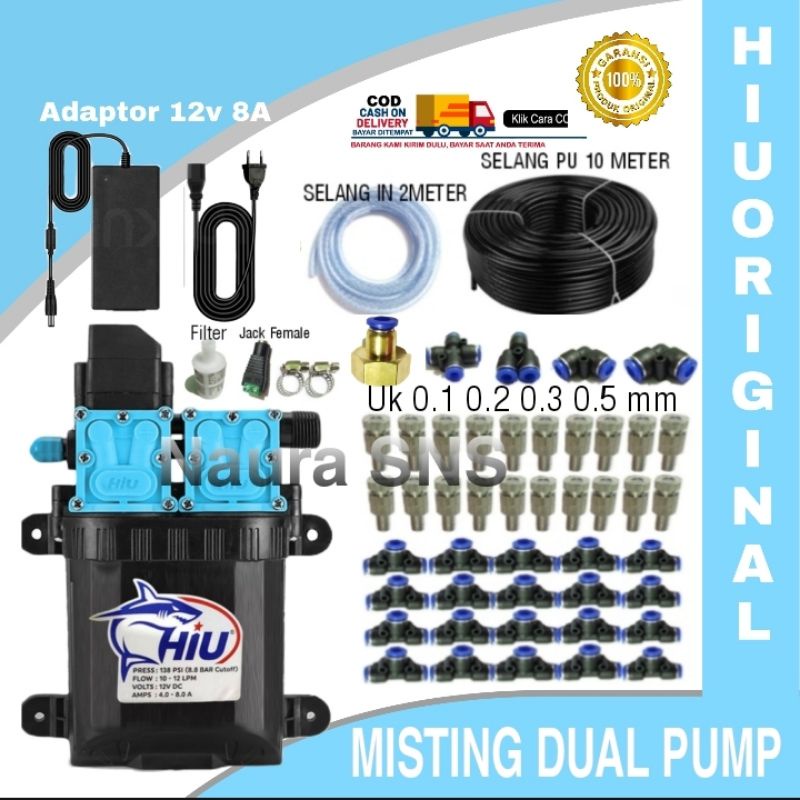 Paket Misting Hiu Dual Pump 20 Titik Nozzle / Misting Walet / Pompa Sprayer kabut / Embun