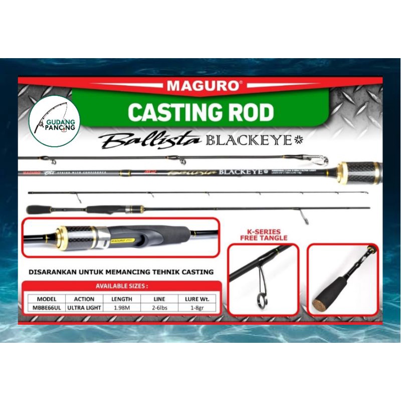 Rod / Joran Pancing UL Maguro Ballista Black Eye MBBE66UL 2-6lb