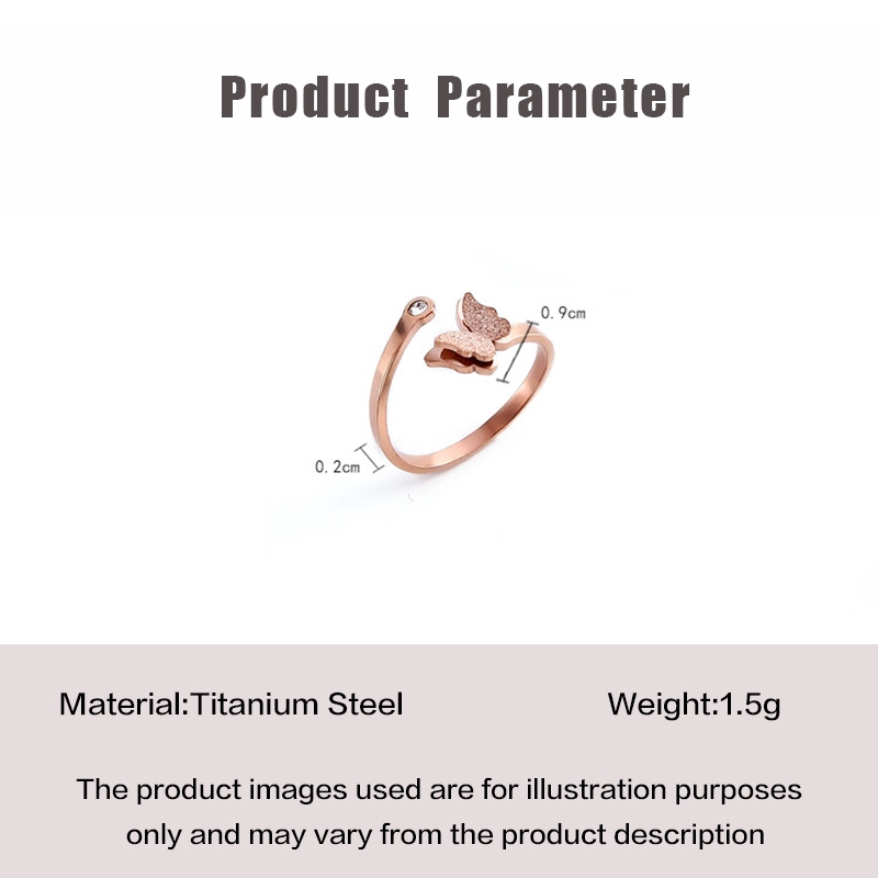 Ring Titanium Steel Motif Butterfly Rose Gold Color Frosted For Couple/men/women