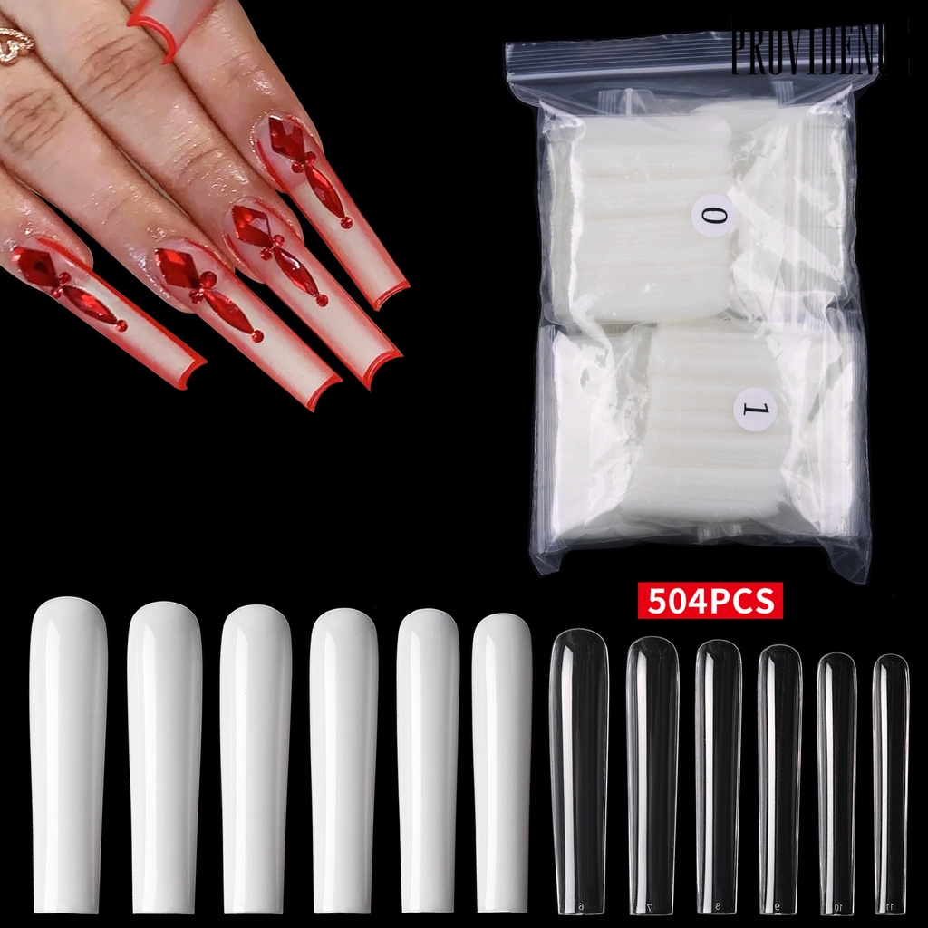 Providence 504pcs / Set Kuku Palsu Full Cover Super Panjang Untuk Manicure