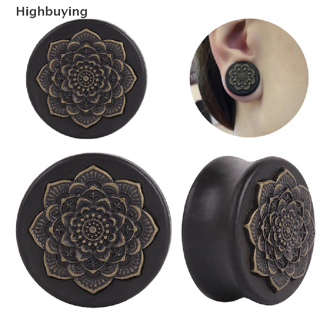 Hbid Ear Plug Pembesar Lubang Tindik Telinga Bahan Kayu Organik Motif Bunga Glory