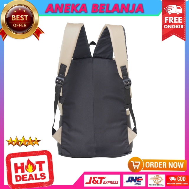 Tas Ransel Wanita Kekinian Espirit Polos Warna Hitam - Coklat Muda Cocok Untuk Hangout Sekolah