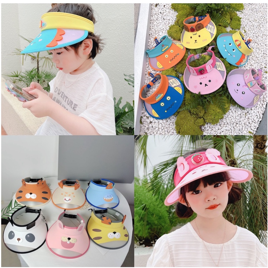 Topi Anak Visor Sunshade Karakter Kartun / Topi Pantai Motif Kartun Lucu Pelindung Matahari Unisex