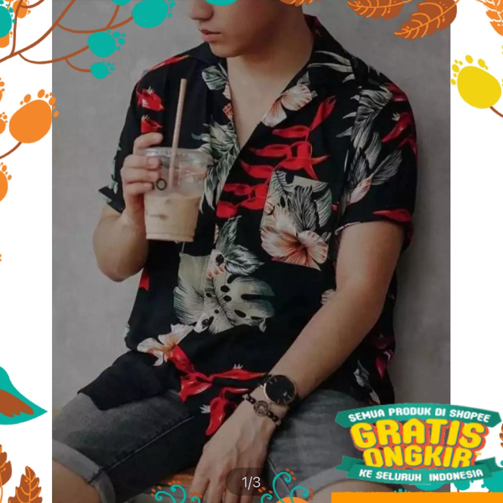 Besar JUmbo 17agustus merdeka / BAJU KEMEJA PRIA LENGAN PENDEK DISTRO ORIGINAL KEMEJA MOTIF BUNGA DA