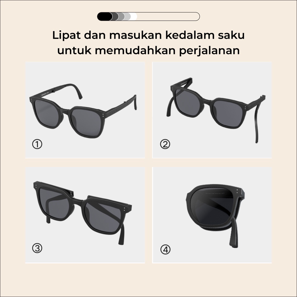 Kacamata Lipat Sunglasses Foldable Anti UV Pria Wanita Ringan Lentur (Free Hardcase)