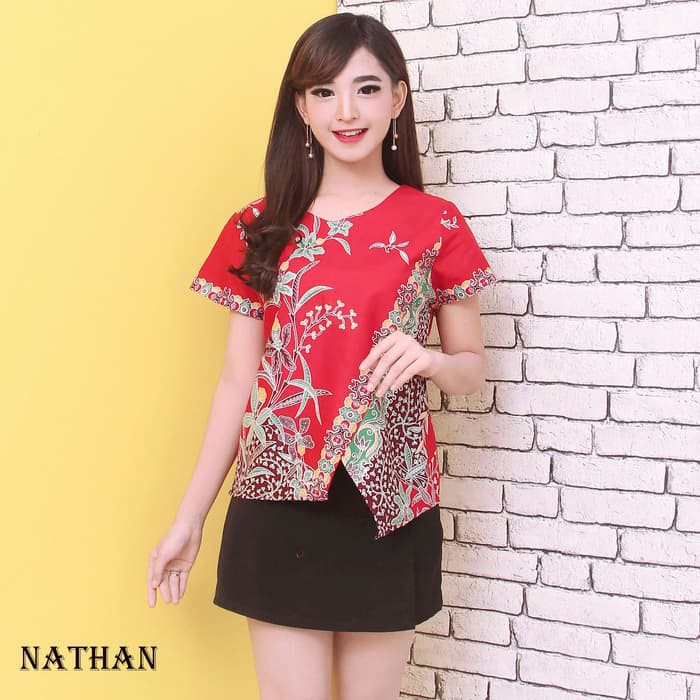 MURAH NATHAN TOP - Atasan Batik Blouse Batik Modern Wanita Cheongsam Premium